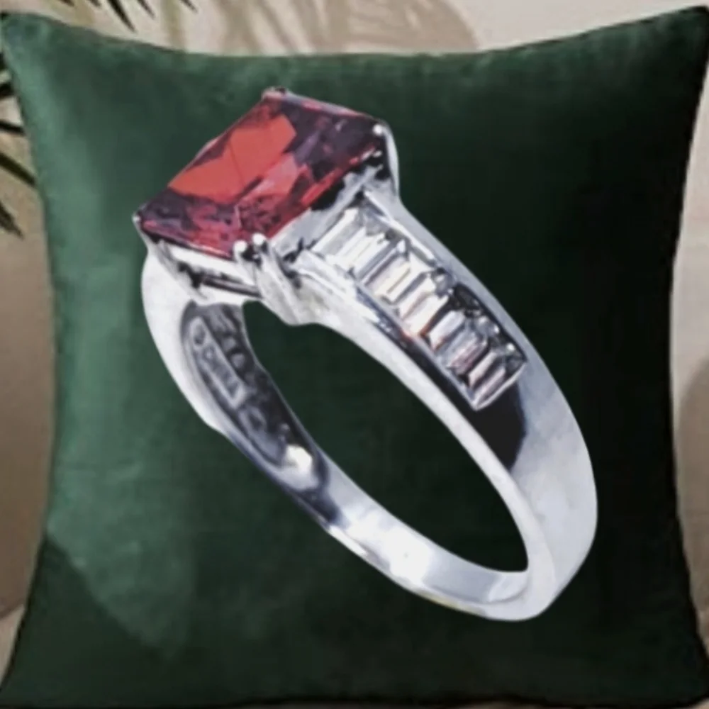 Sterling Silver DQ CZ Center Stone and 4 Rectangular DQ CZ Stones on Each Side